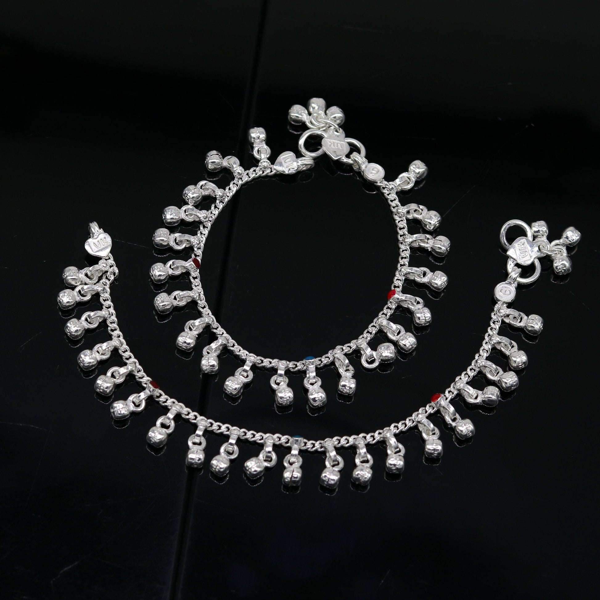 5.8" long trendy stylish baby anklets bracelet, single chain jingling belly ankle bracelet, personalized gifting kids jewelry ank254 - TRIBAL ORNAMENTS