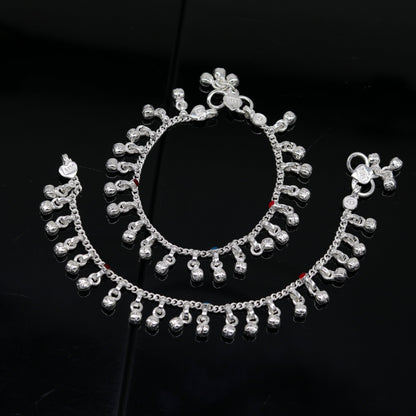 5.8" long trendy stylish baby anklets bracelet, single chain jingling belly ankle bracelet, personalized gifting kids jewelry ank254 - TRIBAL ORNAMENTS