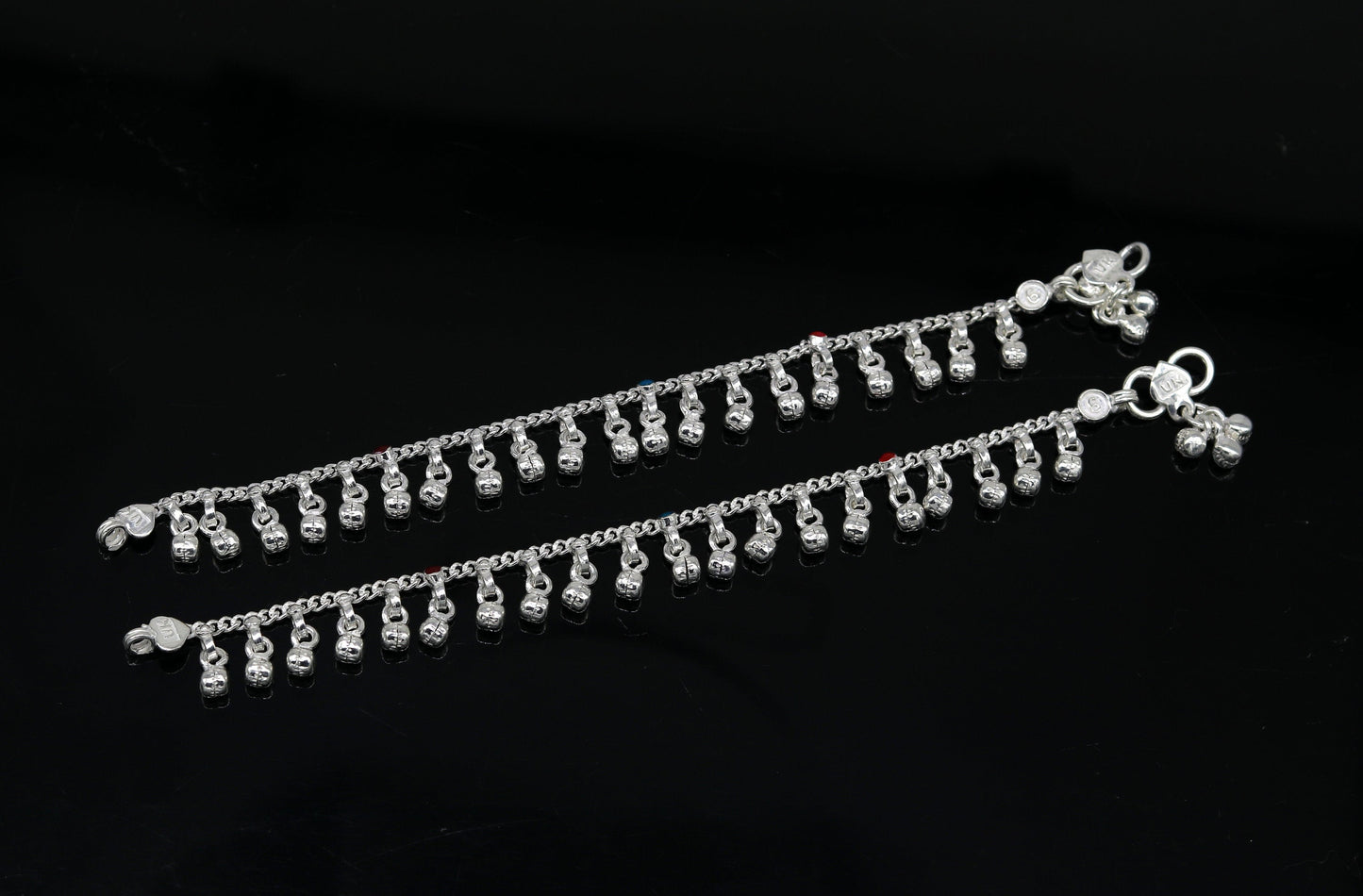 5.8" long trendy stylish baby anklets bracelet, single chain jingling belly ankle bracelet, personalized gifting kids jewelry ank254 - TRIBAL ORNAMENTS