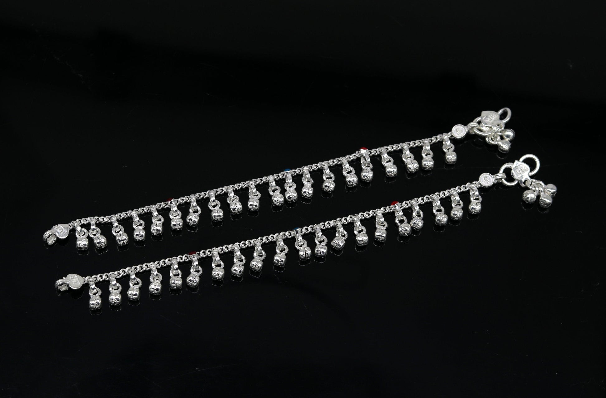 5.8" long trendy stylish baby anklets bracelet, single chain jingling belly ankle bracelet, personalized gifting kids jewelry ank254 - TRIBAL ORNAMENTS