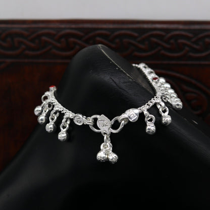 5.8" long trendy stylish baby anklets bracelet, single chain jingling belly ankle bracelet, personalized gifting kids jewelry ank254 - TRIBAL ORNAMENTS