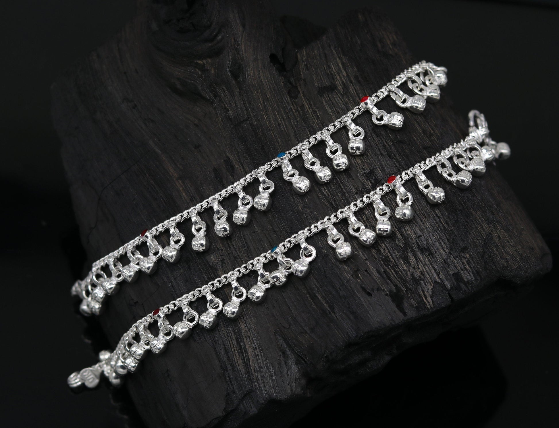 5.8" long trendy stylish baby anklets bracelet, single chain jingling belly ankle bracelet, personalized gifting kids jewelry ank254 - TRIBAL ORNAMENTS