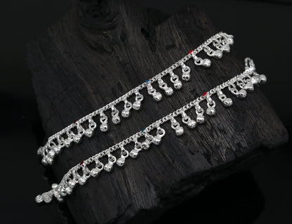 5.8" long trendy stylish baby anklets bracelet, single chain jingling belly ankle bracelet, personalized gifting kids jewelry ank254 - TRIBAL ORNAMENTS