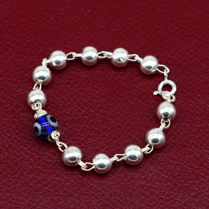 5" 925 sterling silver handmade beaded evil eye bracelet, amazing stylish unisex kids bracelet  jewelry nsbr474 - TRIBAL ORNAMENTS