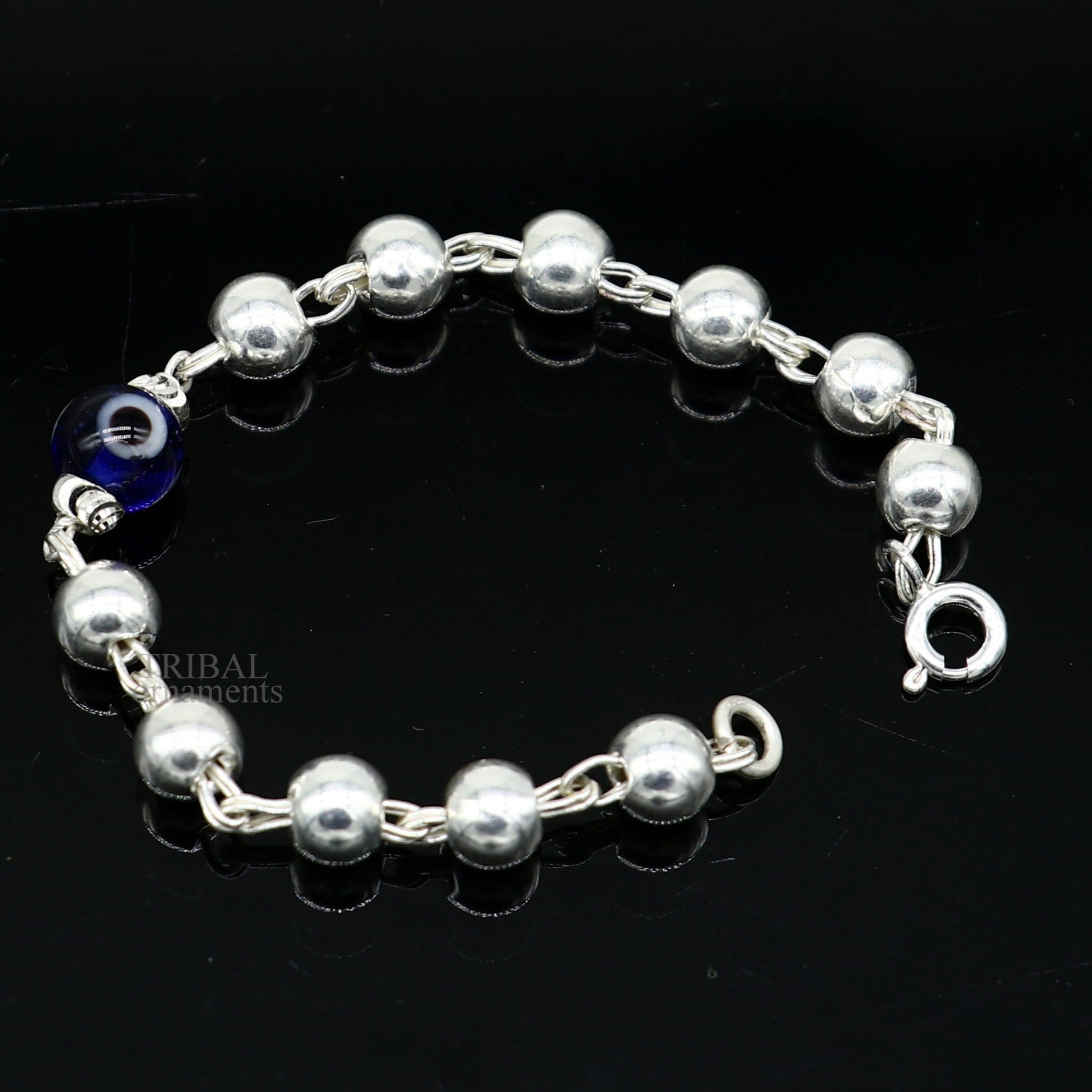 5" 925 sterling silver handmade beaded evil eye bracelet, amazing stylish unisex kids bracelet  jewelry nsbr474 - TRIBAL ORNAMENTS