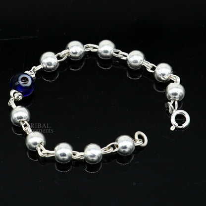 5" 925 sterling silver handmade beaded evil eye bracelet, amazing stylish unisex kids bracelet  jewelry nsbr474 - TRIBAL ORNAMENTS