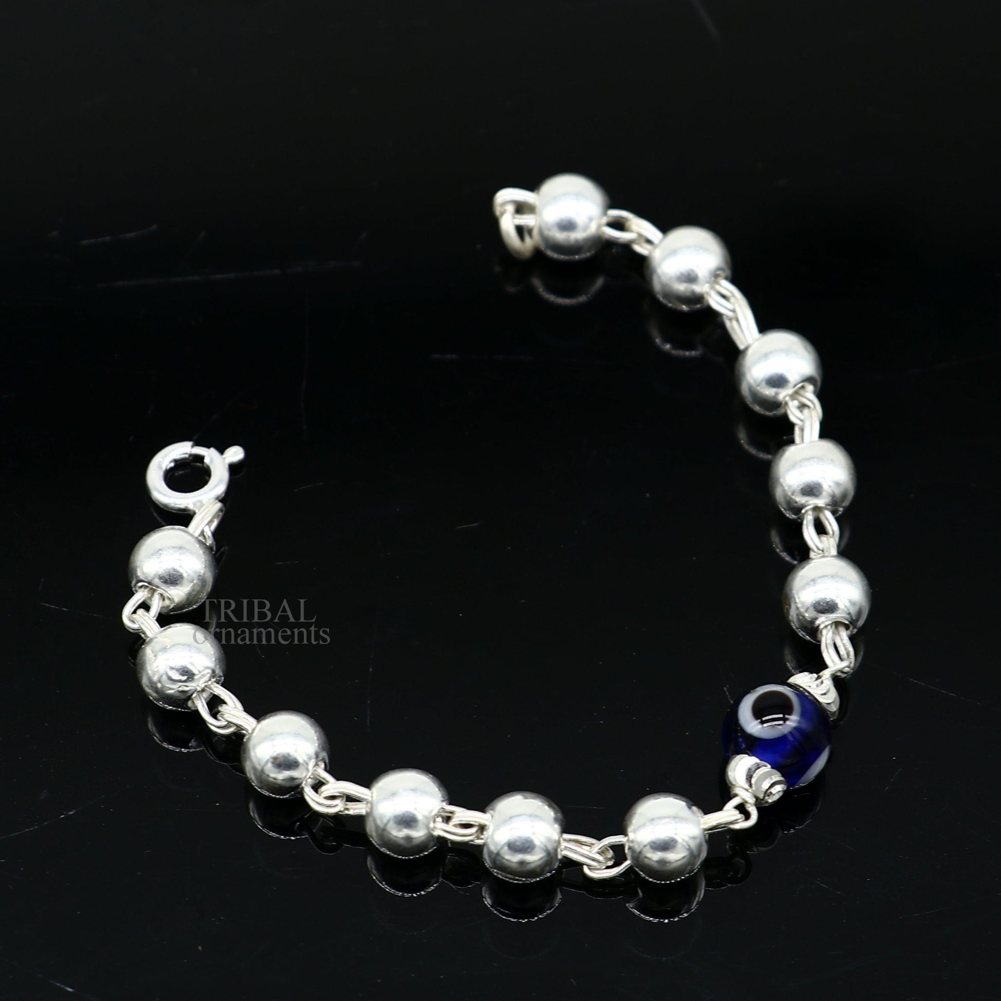 5" 925 sterling silver handmade beaded evil eye bracelet, amazing stylish unisex kids bracelet  jewelry nsbr474 - TRIBAL ORNAMENTS