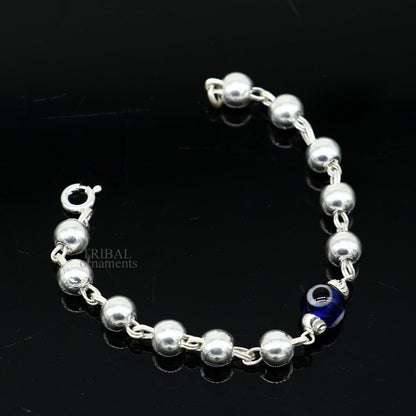 5" 925 sterling silver handmade beaded evil eye bracelet, amazing stylish unisex kids bracelet  jewelry nsbr474 - TRIBAL ORNAMENTS
