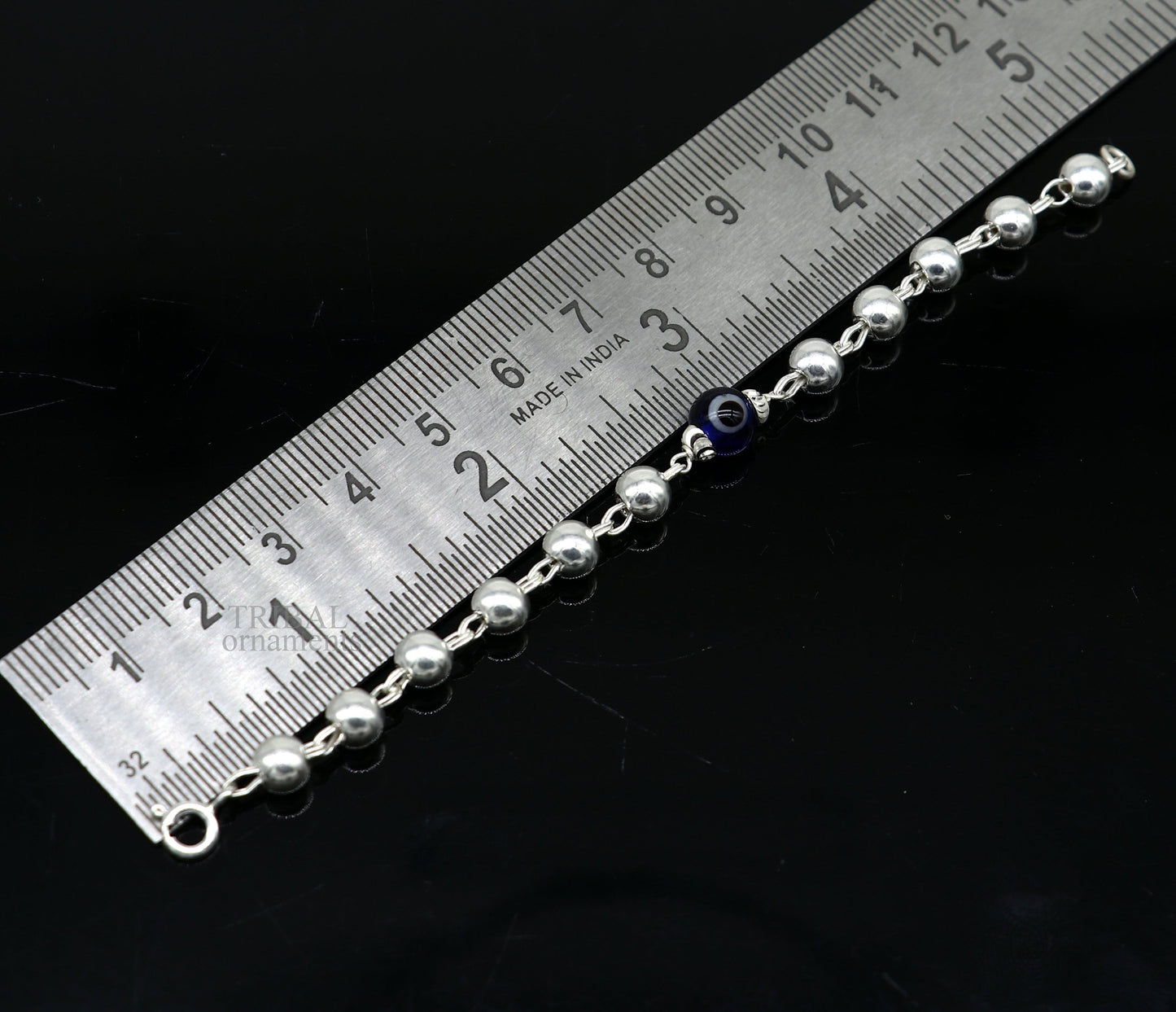 5" 925 sterling silver handmade beaded evil eye bracelet, amazing stylish unisex kids bracelet  jewelry nsbr474 - TRIBAL ORNAMENTS