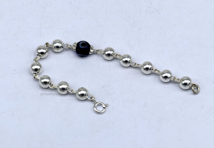 5" 925 sterling silver handmade beaded evil eye bracelet, amazing stylish unisex kids bracelet  jewelry nsbr474 - TRIBAL ORNAMENTS