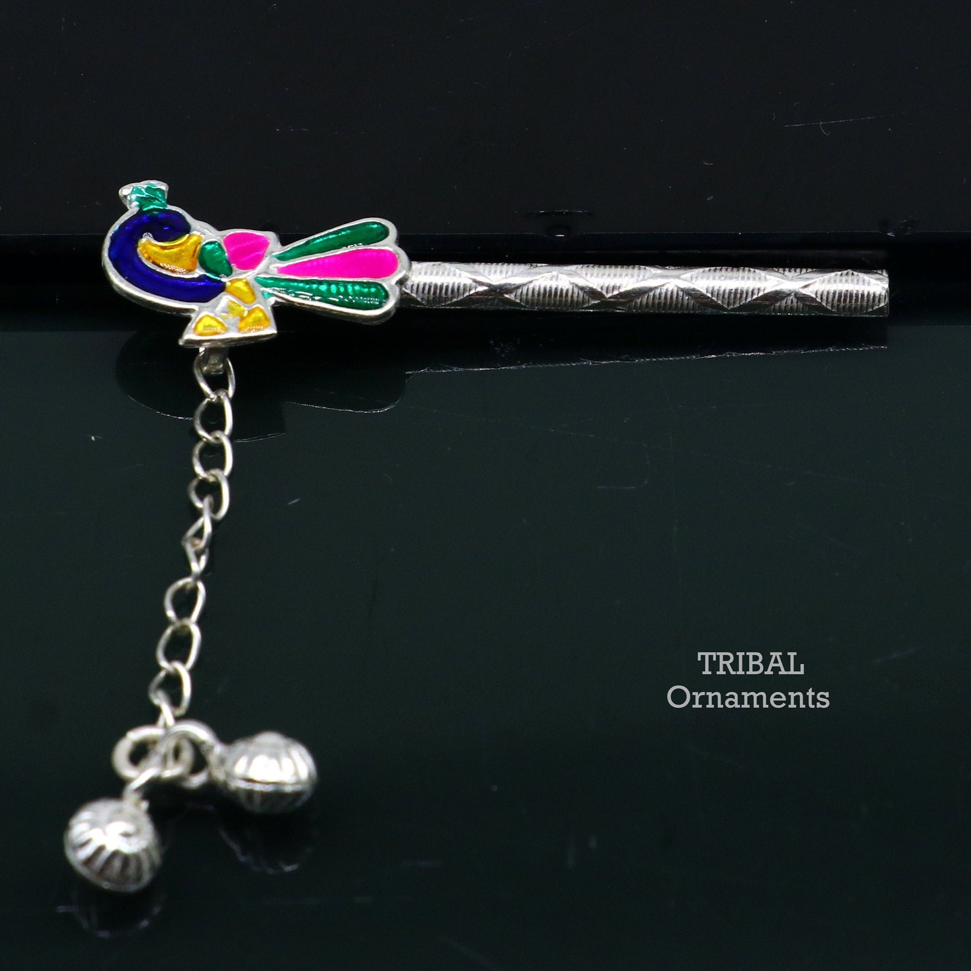 5 cm long sterling silver handmade idol baby Krishna flute, silver bansuri, laddu gopala flute, little krishna flute puja art su794 - TRIBAL ORNAMENTS