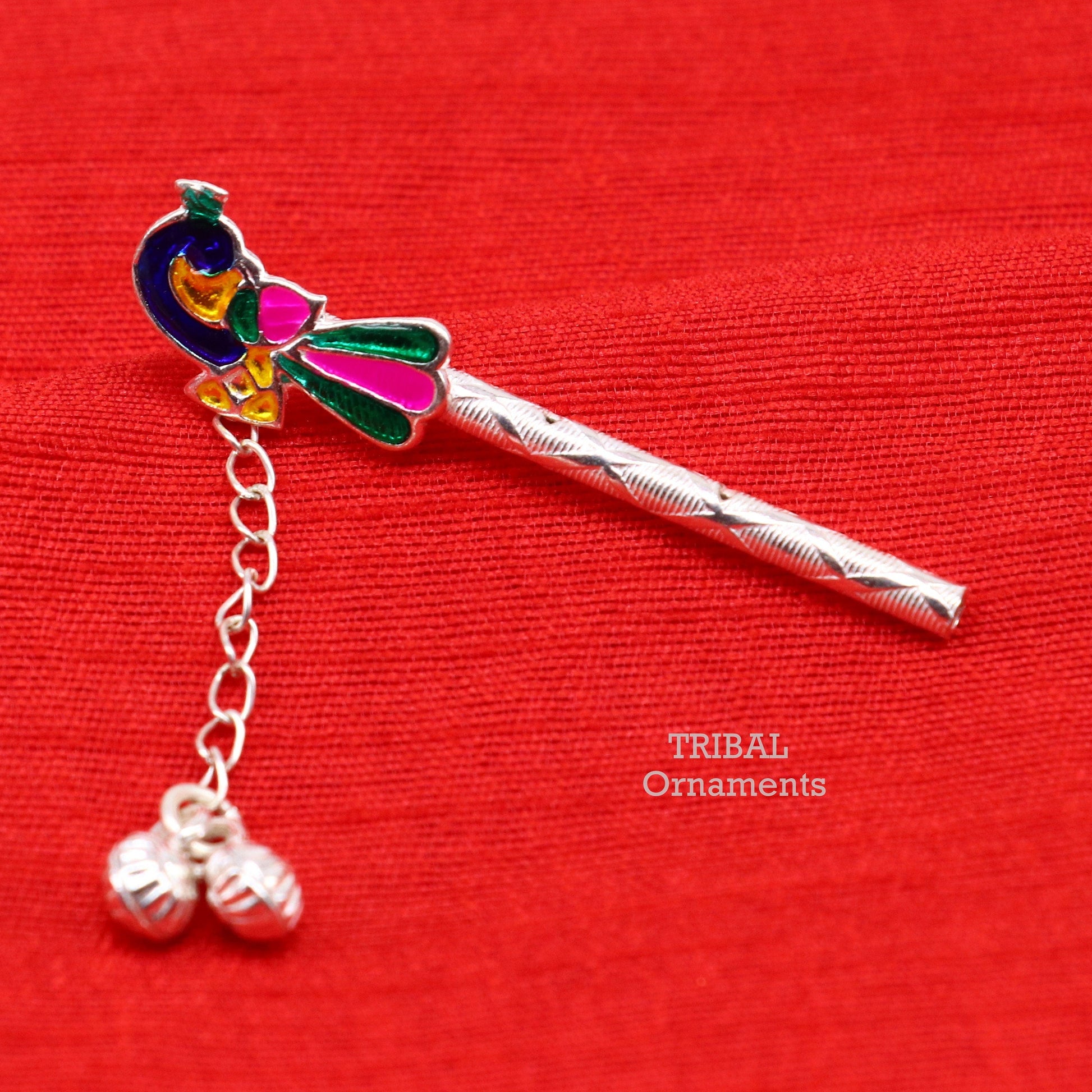 5 cm long sterling silver handmade idol baby Krishna flute, silver bansuri, laddu gopala flute, little krishna flute puja art su794 - TRIBAL ORNAMENTS