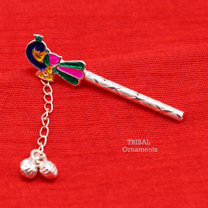 5 cm long sterling silver handmade idol baby Krishna flute, silver bansuri, laddu gopala flute, little krishna flute puja art su794 - TRIBAL ORNAMENTS