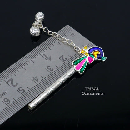 5 cm long sterling silver handmade idol baby Krishna flute, silver bansuri, laddu gopala flute, little krishna flute puja art su794 - TRIBAL ORNAMENTS