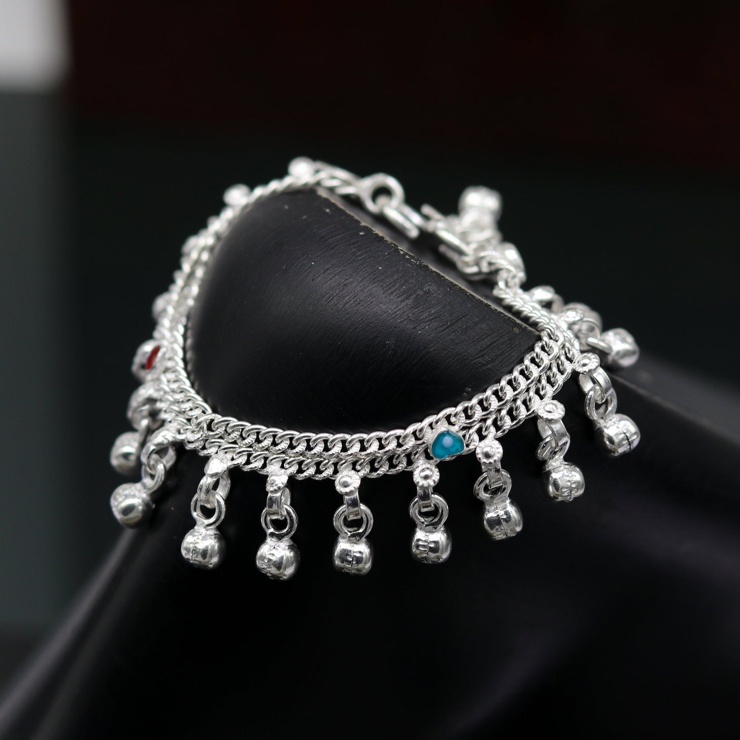 5" exclusive modern fancy stylish baby anklets bracelet, double chain jingling belly ankle bracelet, unisex gifting kids jewelry ank256 - TRIBAL ORNAMENTS