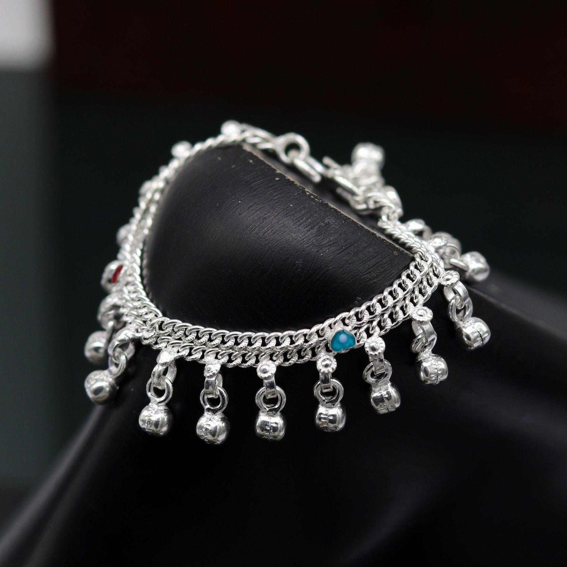 5" exclusive modern fancy stylish baby anklets bracelet, double chain jingling belly ankle bracelet, unisex gifting kids jewelry ank256 - TRIBAL ORNAMENTS