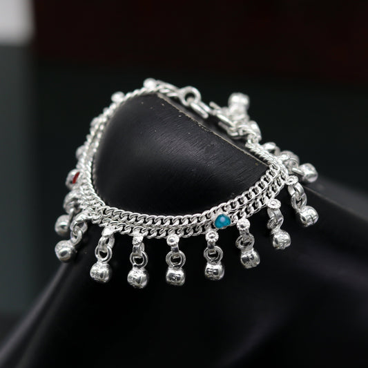 5" exclusive modern fancy stylish baby anklets bracelet, double chain jingling belly ankle bracelet, unisex gifting kids jewelry ank256 - TRIBAL ORNAMENTS