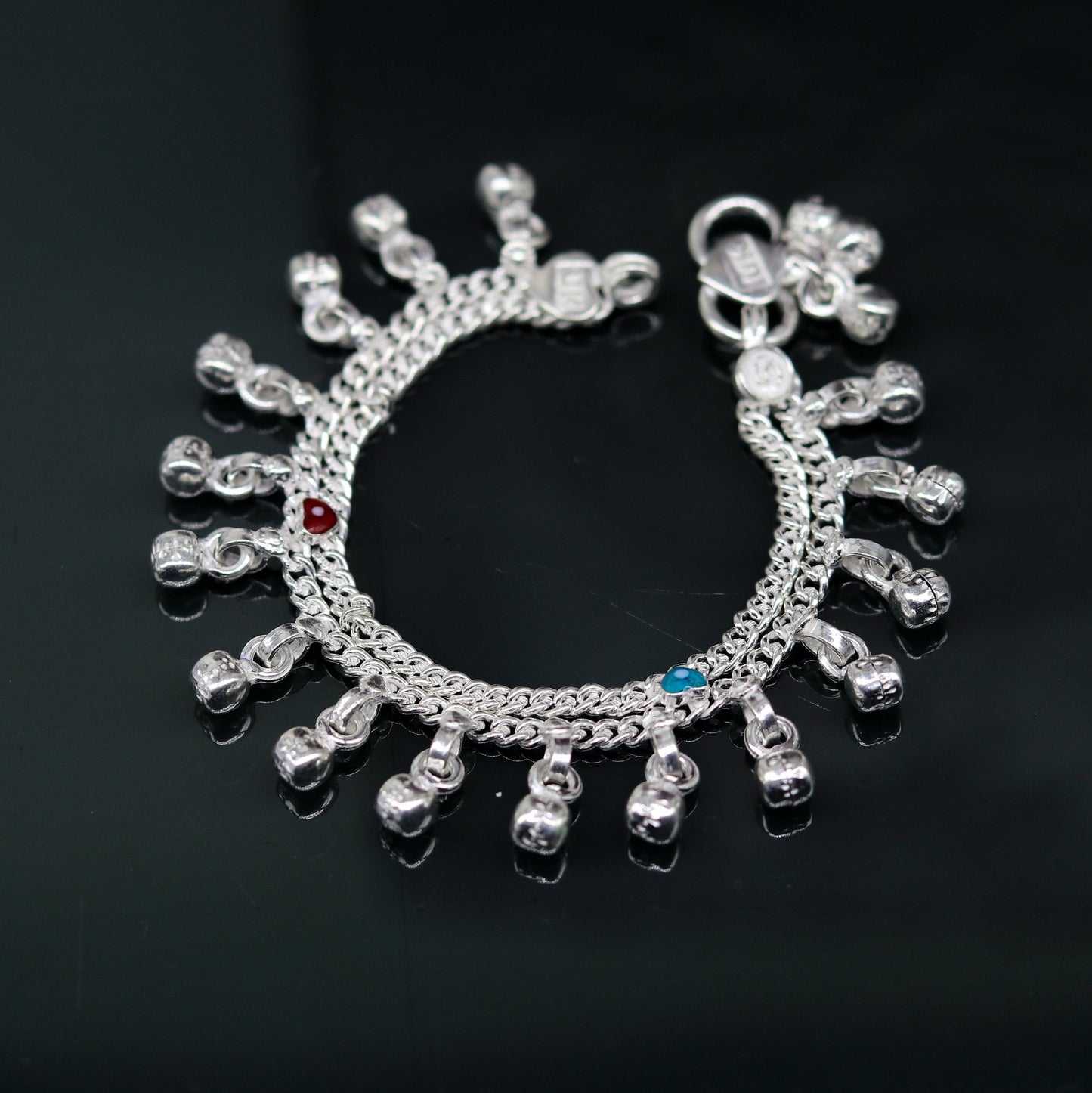 5" exclusive modern fancy stylish baby anklets bracelet, double chain jingling belly ankle bracelet, unisex gifting kids jewelry ank256 - TRIBAL ORNAMENTS