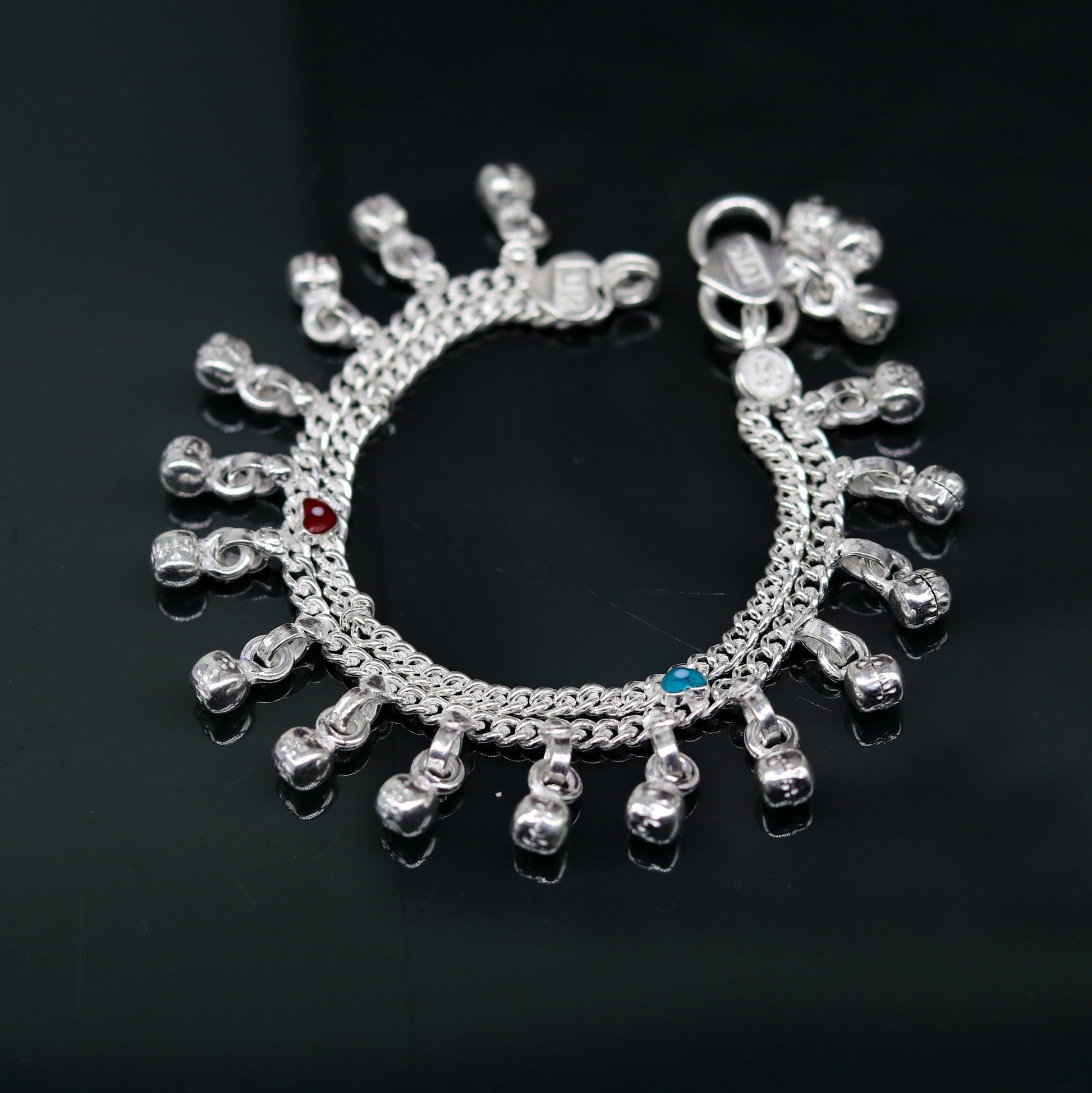 5" exclusive modern fancy stylish baby anklets bracelet, double chain jingling belly ankle bracelet, unisex gifting kids jewelry ank256 - TRIBAL ORNAMENTS