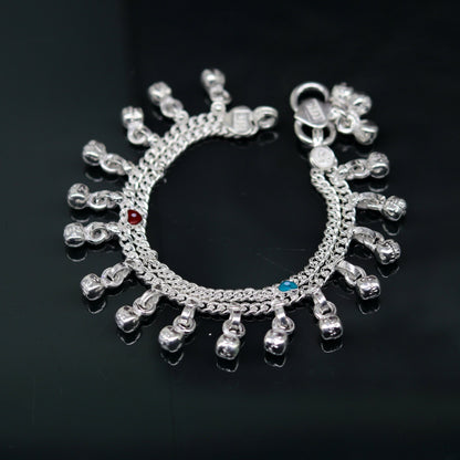 5" exclusive modern fancy stylish baby anklets bracelet, double chain jingling belly ankle bracelet, unisex gifting kids jewelry ank256 - TRIBAL ORNAMENTS