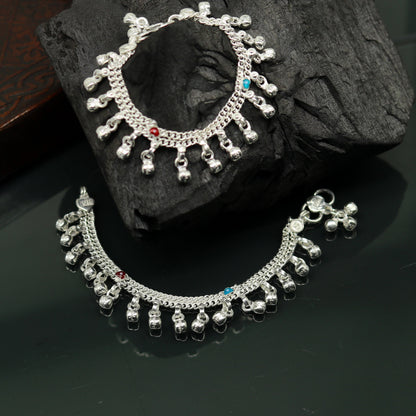 5" exclusive modern fancy stylish baby anklets bracelet, double chain jingling belly ankle bracelet, unisex gifting kids jewelry ank256 - TRIBAL ORNAMENTS