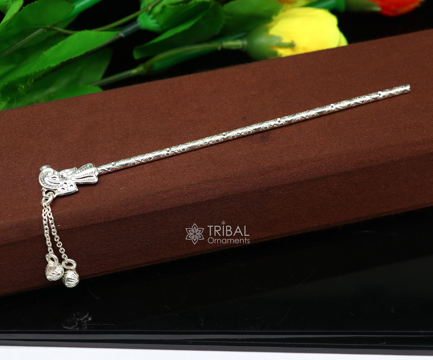 5" Flute divine 925 sterling silver handmade idol krishna flute, silver bansuri, laddu gopala flute, little krishna flute puja art su1122 - TRIBAL ORNAMENTS