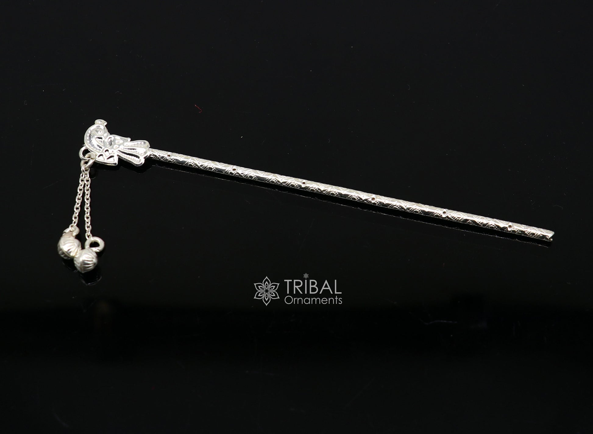 5" Flute divine 925 sterling silver handmade idol krishna flute, silver bansuri, laddu gopala flute, little krishna flute puja art su1122 - TRIBAL ORNAMENTS