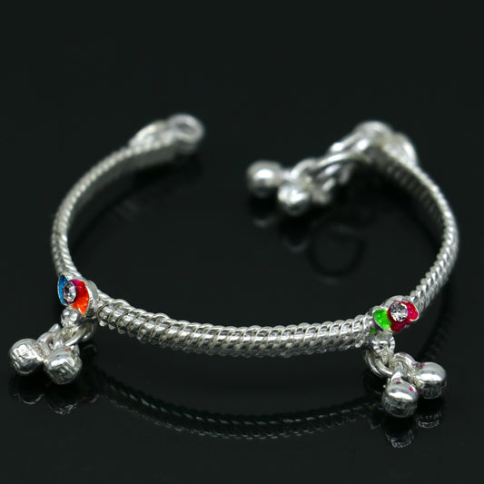 5" inches long handmade noisy bells single anklet, fabulous baby ankle bracelet tribal style foot bracelet jewelry from India ank353 - TRIBAL ORNAMENTS