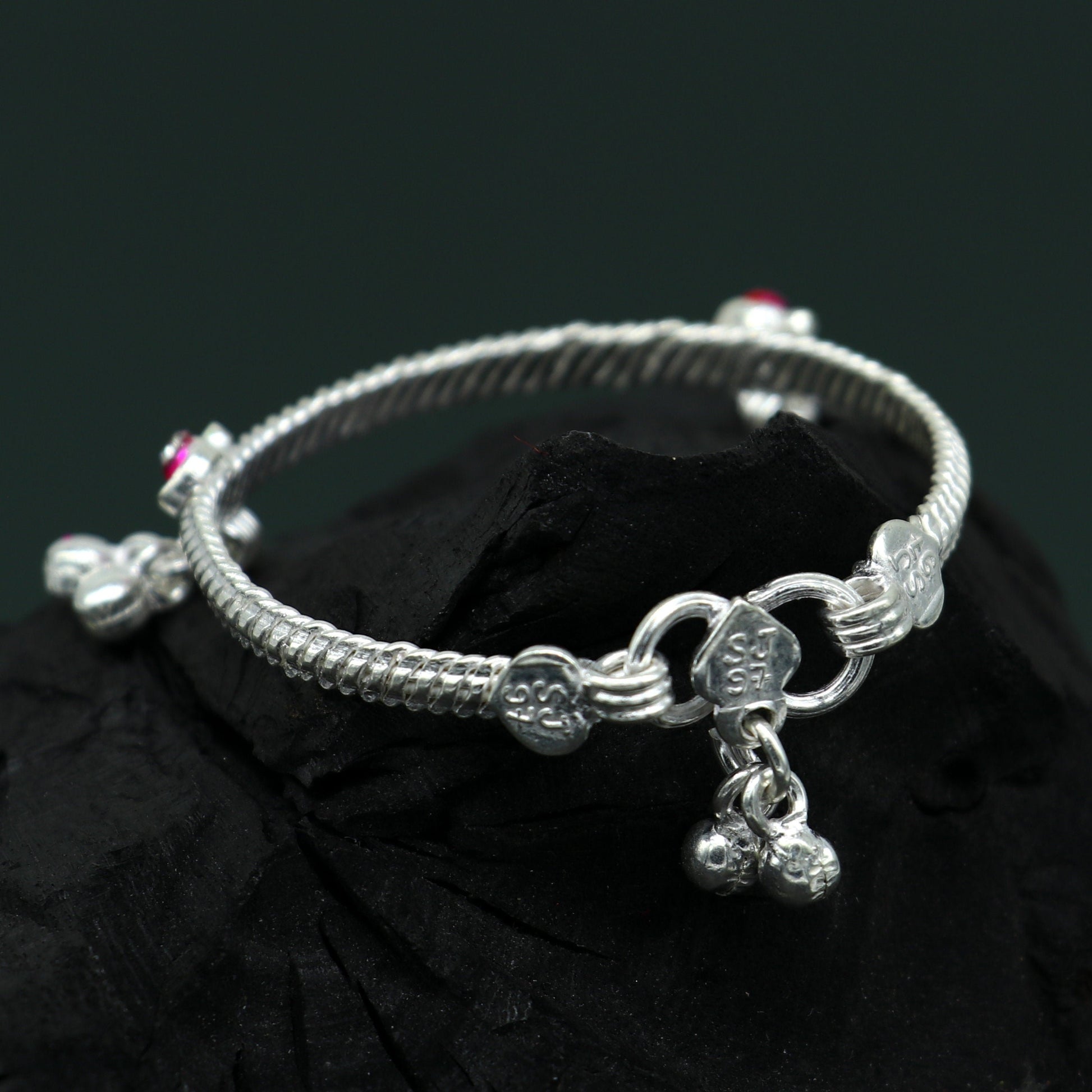 5" inches long handmade noisy bells single anklet, fabulous baby ankle bracelet tribal style foot bracelet jewelry from India ank353 - TRIBAL ORNAMENTS