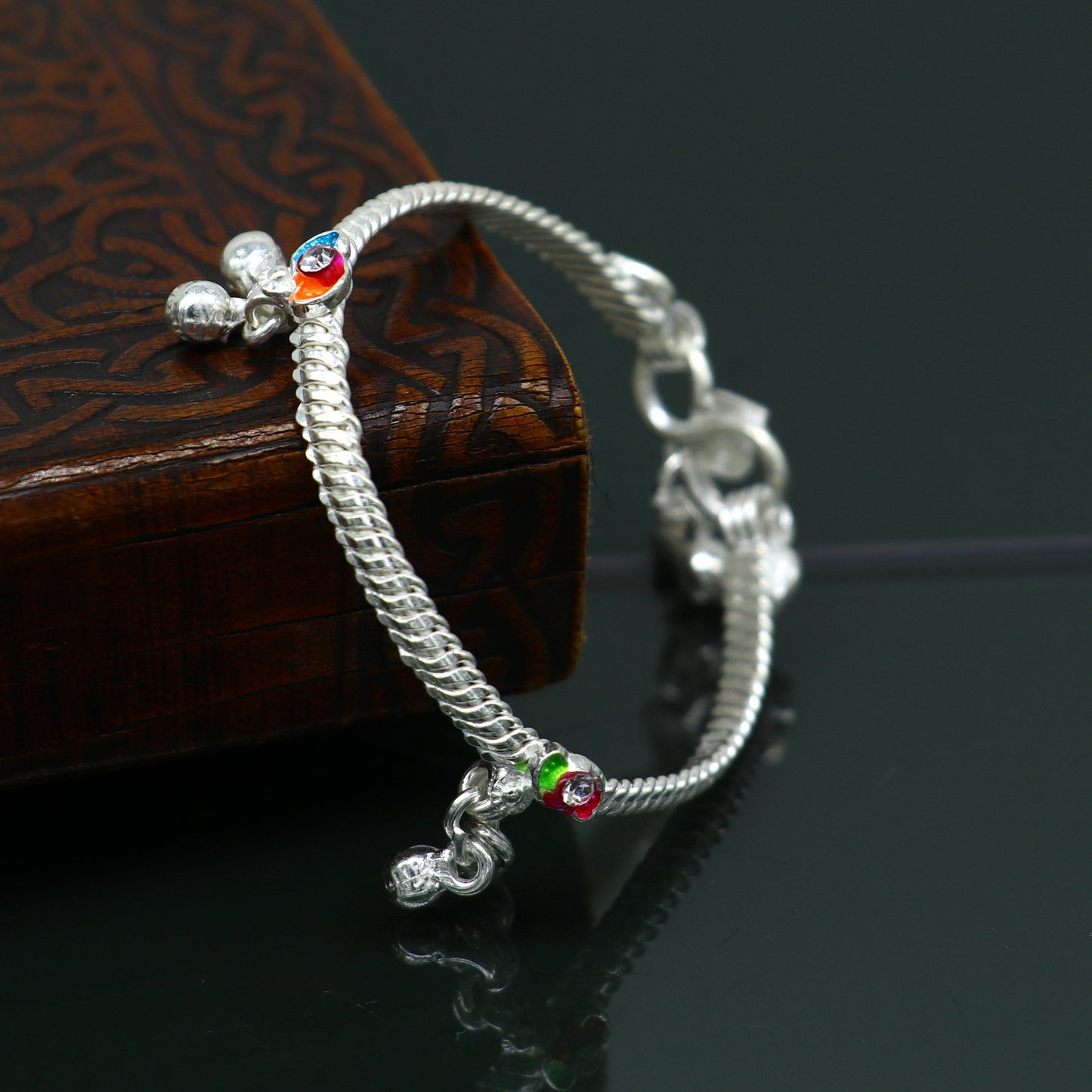 5" inches long handmade noisy bells single anklet, fabulous baby ankle bracelet tribal style foot bracelet jewelry from India ank353 - TRIBAL ORNAMENTS