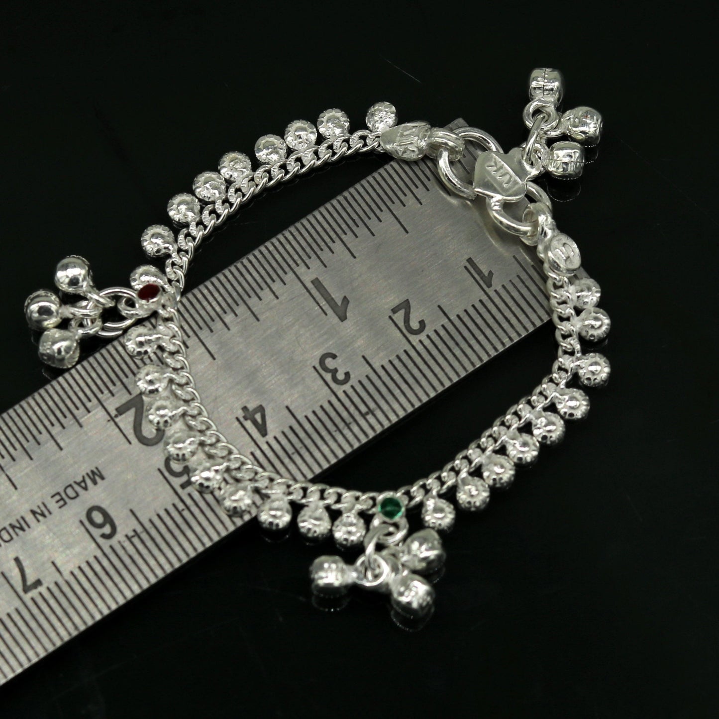 5" inches long handmade solid sterling silver baby kids ankle bracelet elegant dainty customized charm bracelet unisex baby jewelry ank355 - TRIBAL ORNAMENTS