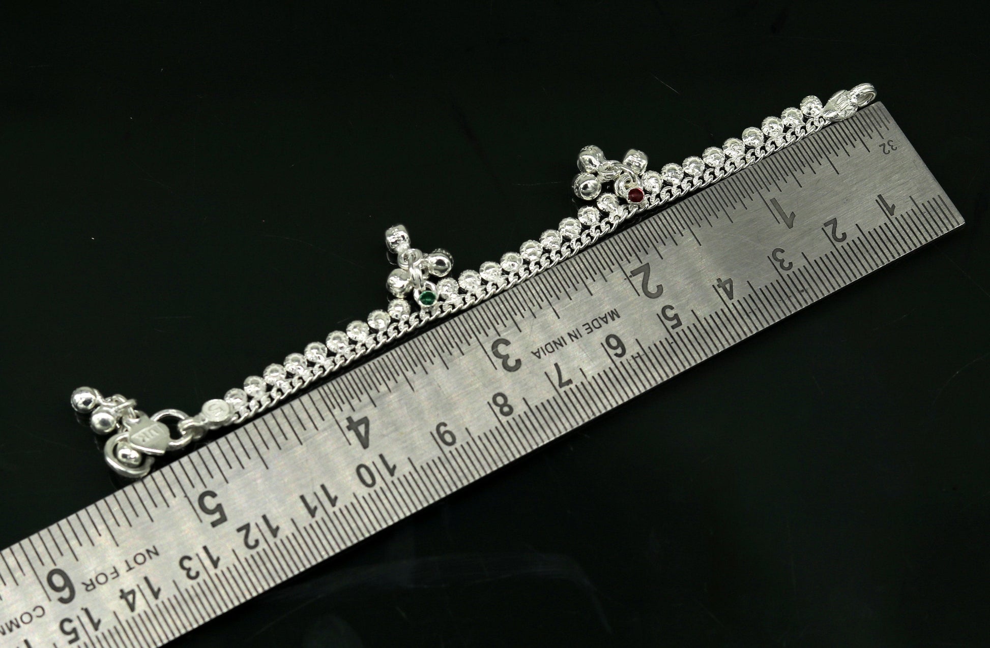 5" inches long handmade solid sterling silver baby kids ankle bracelet elegant dainty customized charm bracelet unisex baby jewelry ank355 - TRIBAL ORNAMENTS