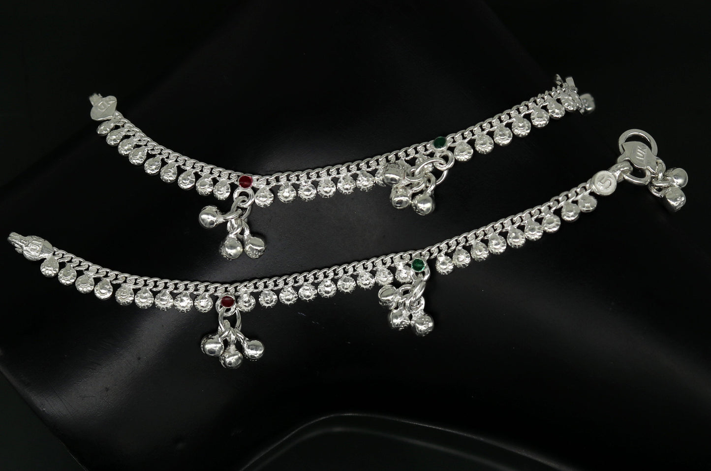 5" inches long handmade solid sterling silver baby kids ankle bracelet elegant dainty customized charm bracelet unisex baby jewelry ank355 - TRIBAL ORNAMENTS