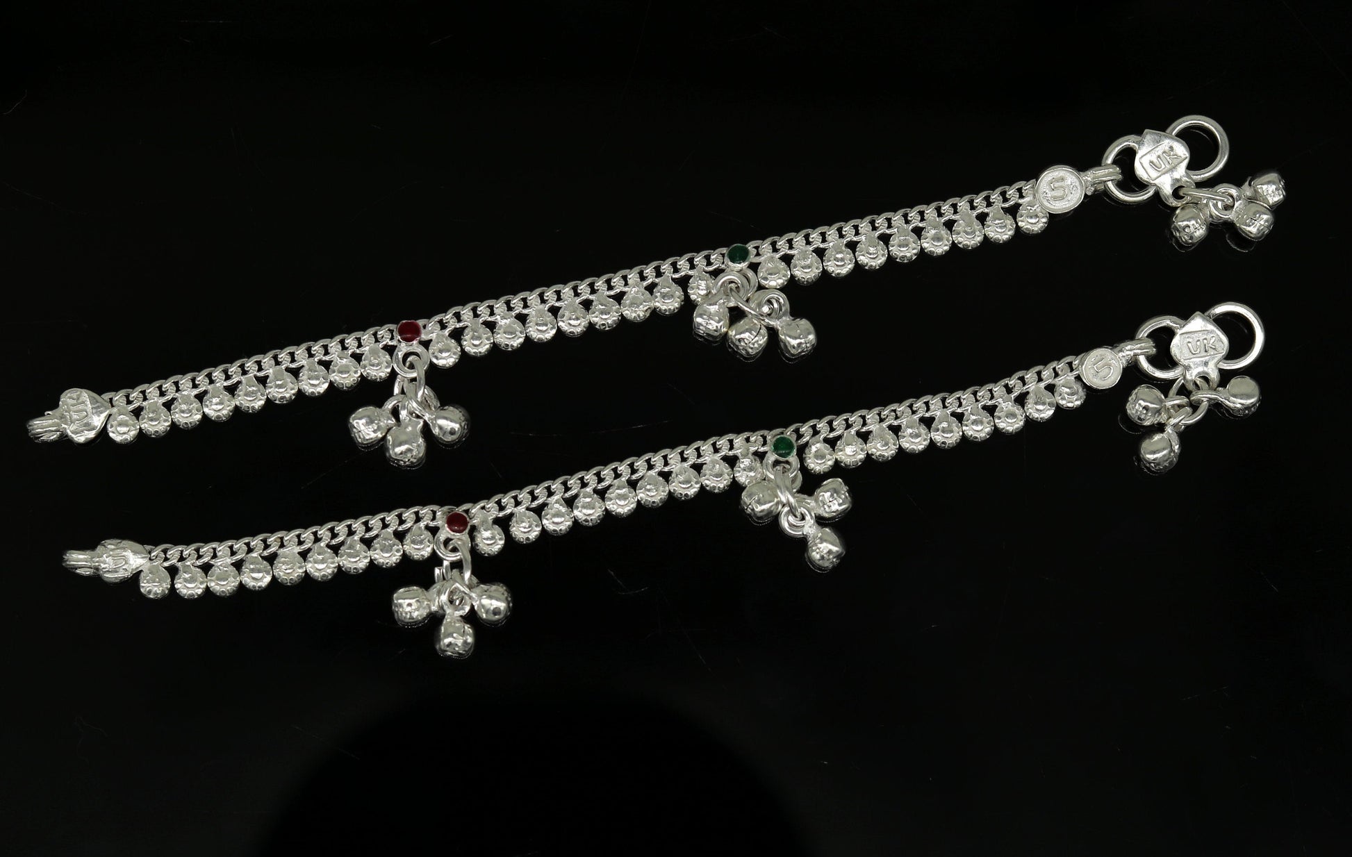 5" inches long handmade solid sterling silver baby kids ankle bracelet elegant dainty customized charm bracelet unisex baby jewelry ank355 - TRIBAL ORNAMENTS