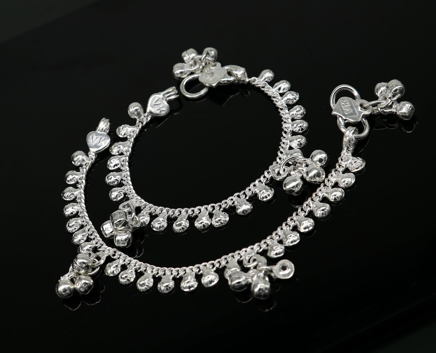 5" inches long handmade solid sterling silver baby kids ankle bracelet elegant dainty customized charm bracelet unisex baby jewelry ank424 - TRIBAL ORNAMENTS