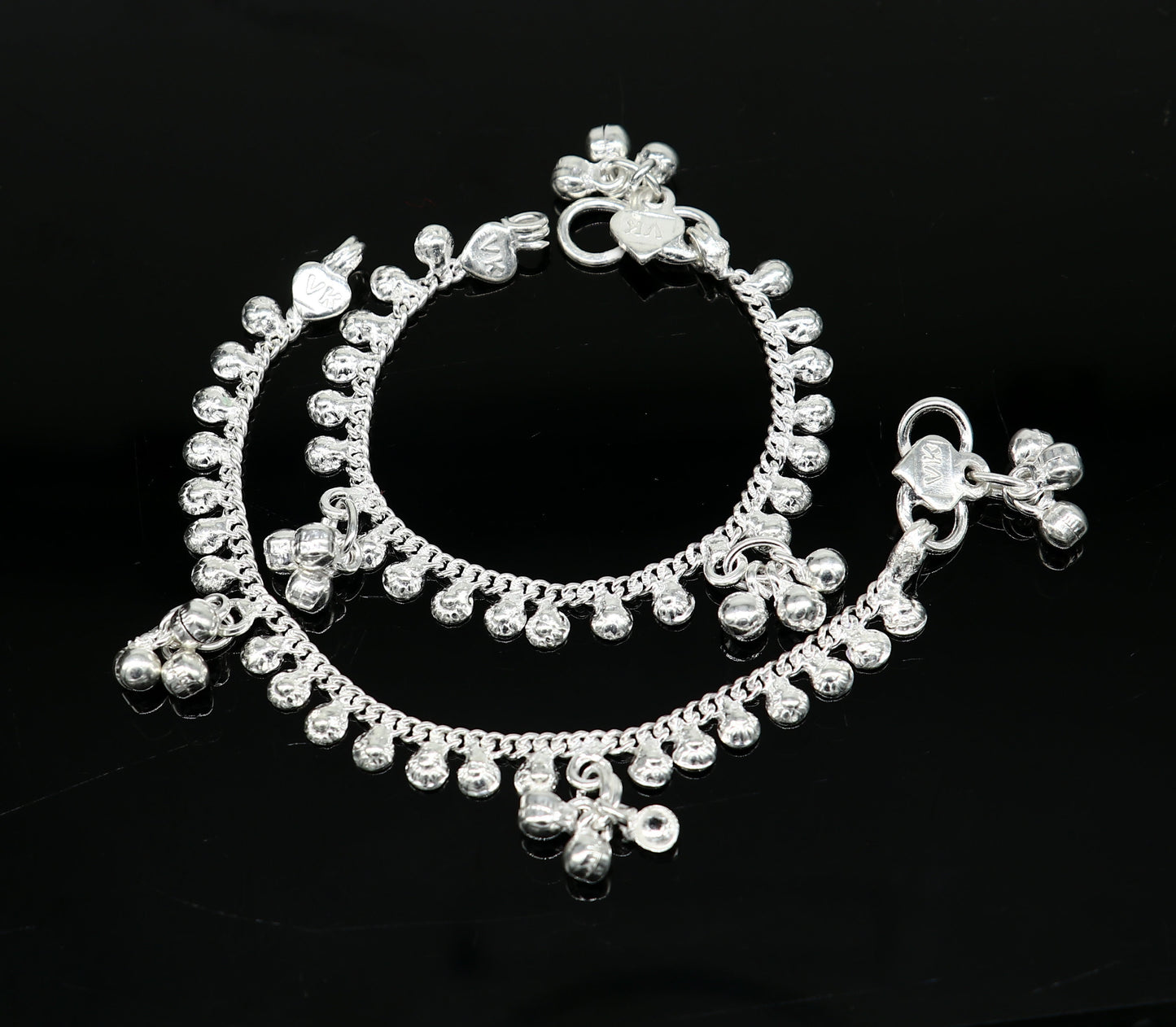 5" inches long handmade solid sterling silver baby kids ankle bracelet elegant dainty customized charm bracelet unisex baby jewelry ank424 - TRIBAL ORNAMENTS