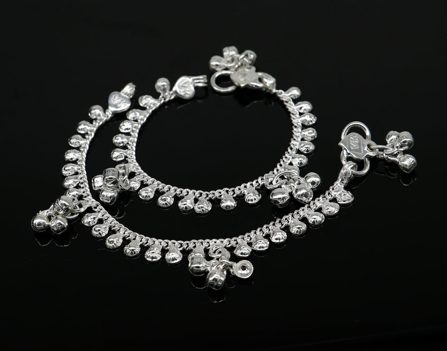 5" inches long handmade solid sterling silver baby kids ankle bracelet elegant dainty customized charm bracelet unisex baby jewelry ank424 - TRIBAL ORNAMENTS