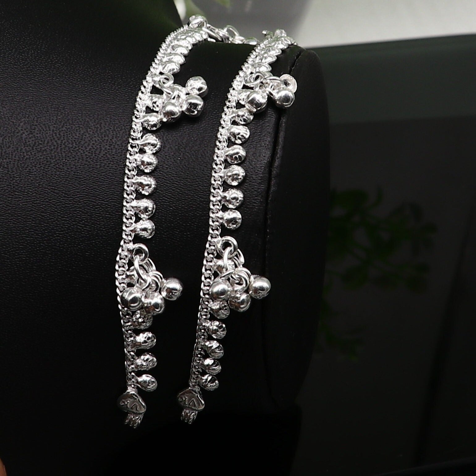 5" inches long handmade solid sterling silver baby kids ankle bracelet elegant dainty customized charm bracelet unisex baby jewelry ank424 - TRIBAL ORNAMENTS