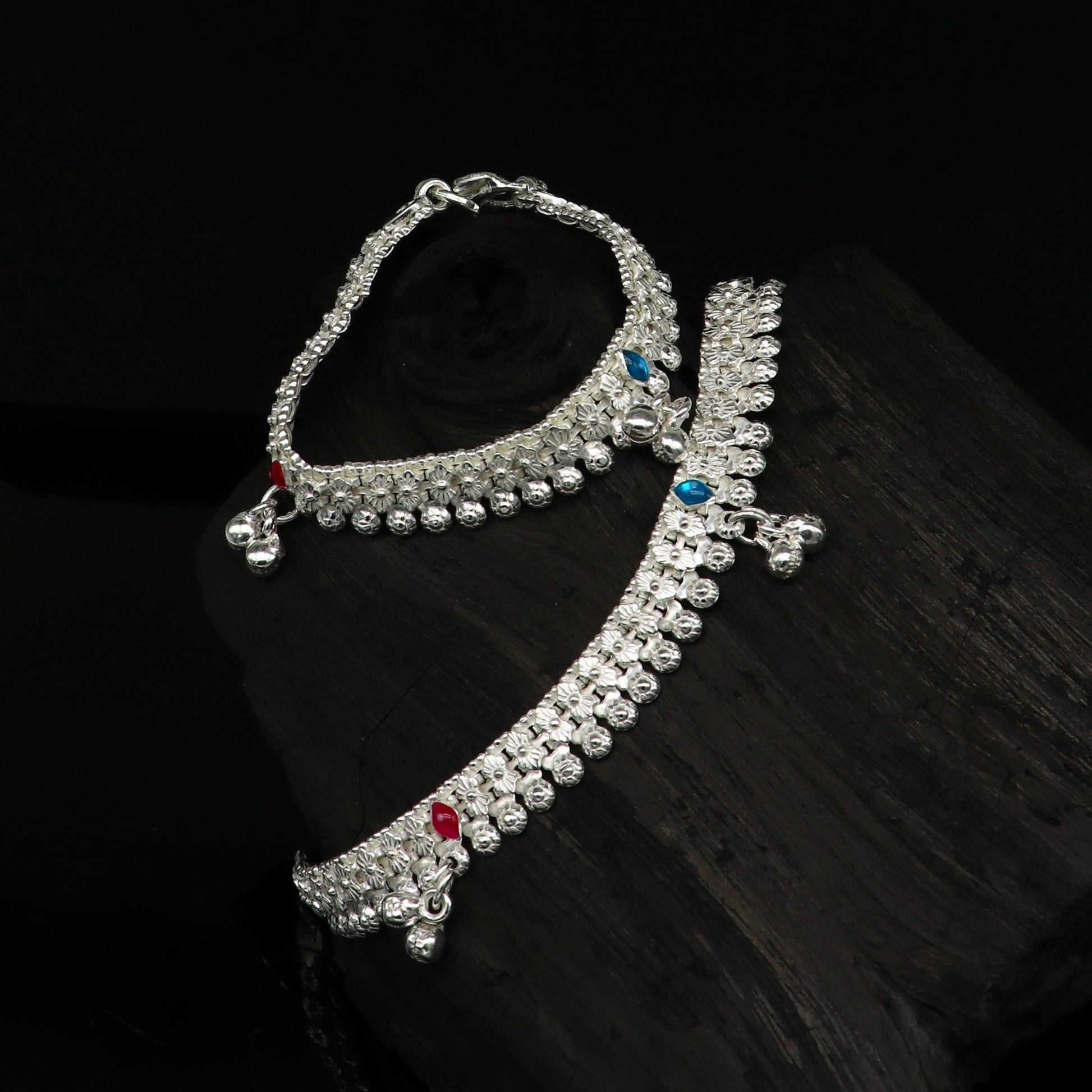 5" inches Sterling silver handmade amazing silver ankle bracelet new born baby anklet noisy Jingling charm anklets jewelry ank275 - TRIBAL ORNAMENTS