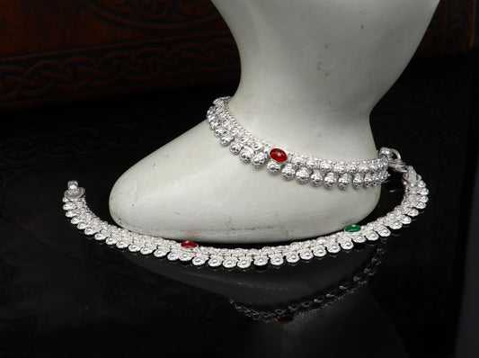 5" long Sterling silver customized baby anklets, gorgeous gift for new born baby anklets kids jewelry, trendy stylish ankle bracelet ank268 - TRIBAL ORNAMENTS