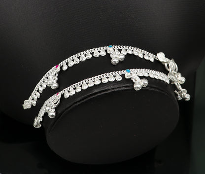 Sterling silver customized baby anklet, 5-inch long, stylish and trendy kids jewelry ankle bracelet for newborns and toddlers.