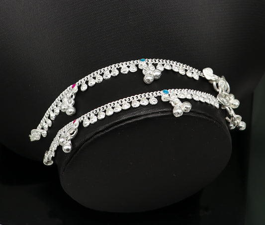 5" long Sterling silver customized baby anklets, gorgeous gift new born baby anklets kids jewelry, trendy stylish ankle bracelet ank367 - TRIBAL ORNAMENTS