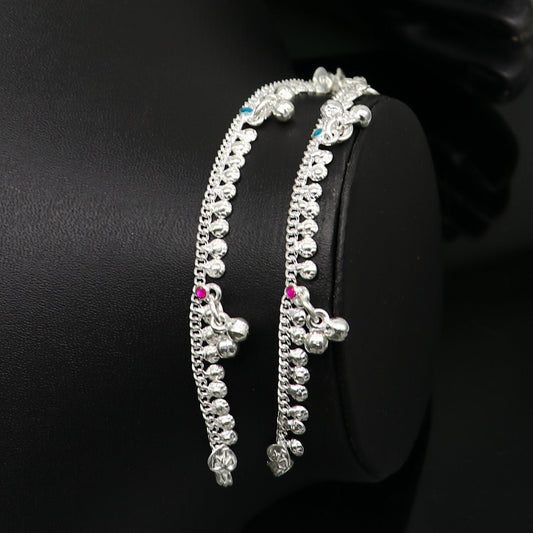 5" long Sterling silver customized baby anklets, gorgeous gift new born baby anklets kids jewelry, trendy stylish ankle bracelet ank367 - TRIBAL ORNAMENTS