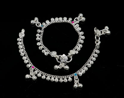 Sterling silver baby anklet from Tribal Ornaments, 5 inches long, featuring customized design and trendy style for newborns and kids.