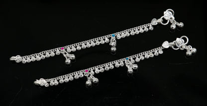 Sterling silver customized baby anklet, 5 inches long, stylish new born baby jewelry, trendy ankle bracelet for kids by TRIBAL ORNAMENTS.