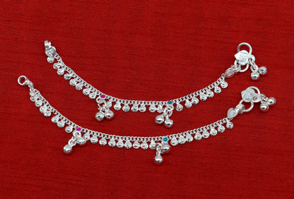 Sterling silver customized baby anklet, 5 inches long, trendy stylish ankle bracelet for newborns and kids jewelry by TRIBAL ORNAMENTS.