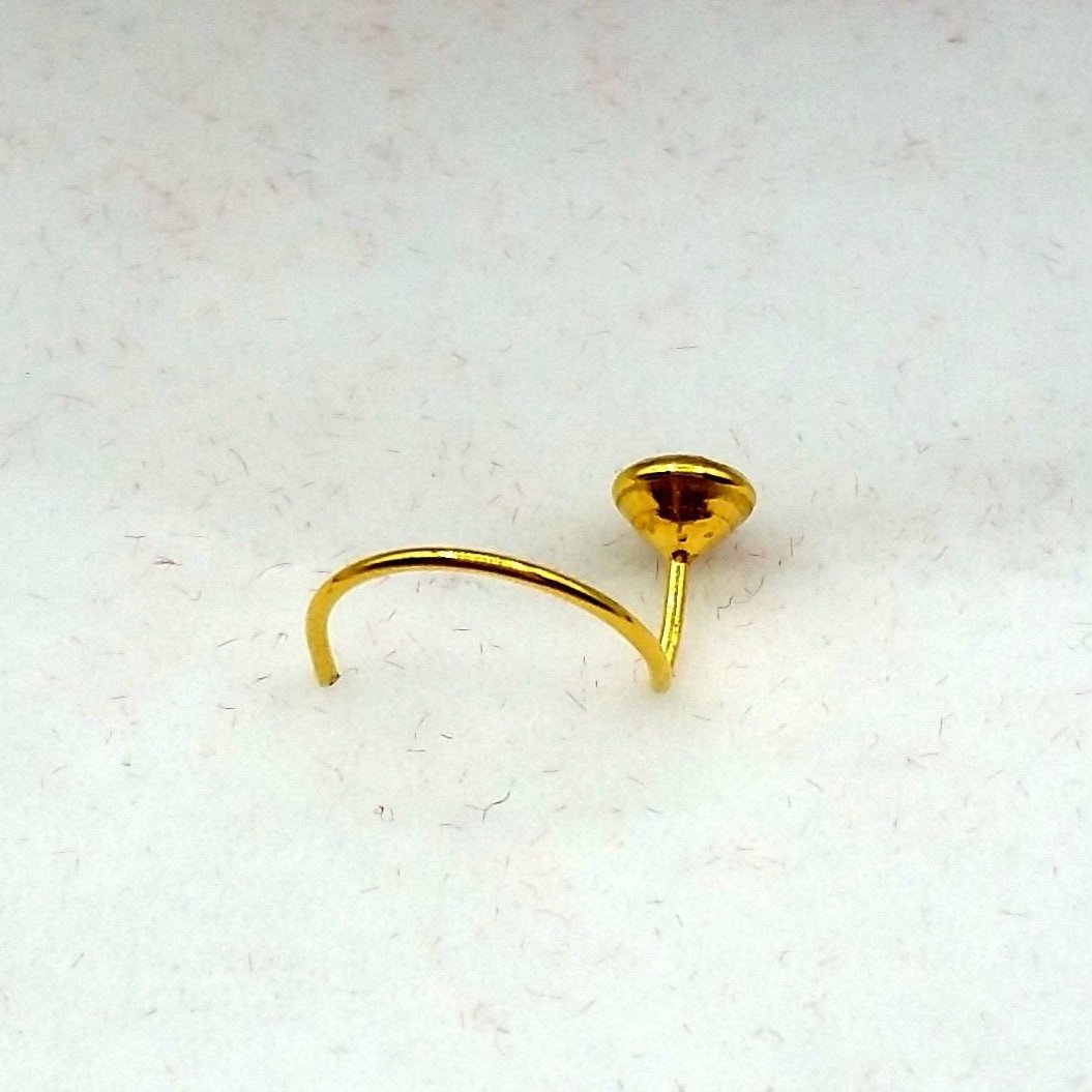 5 MM 18k Gold Nose Pin india white stone simple design Best price Nose Ring Piercing Stud - TRIBAL ORNAMENTS