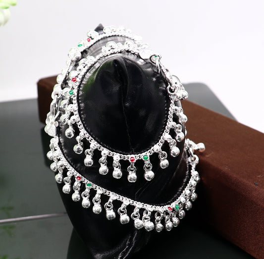 5" solid Sterling silver handmade Stunning waved jingling bells noisy bells baby ankle bracelet , best kids gifting anklets jewelry ank429 - TRIBAL ORNAMENTS