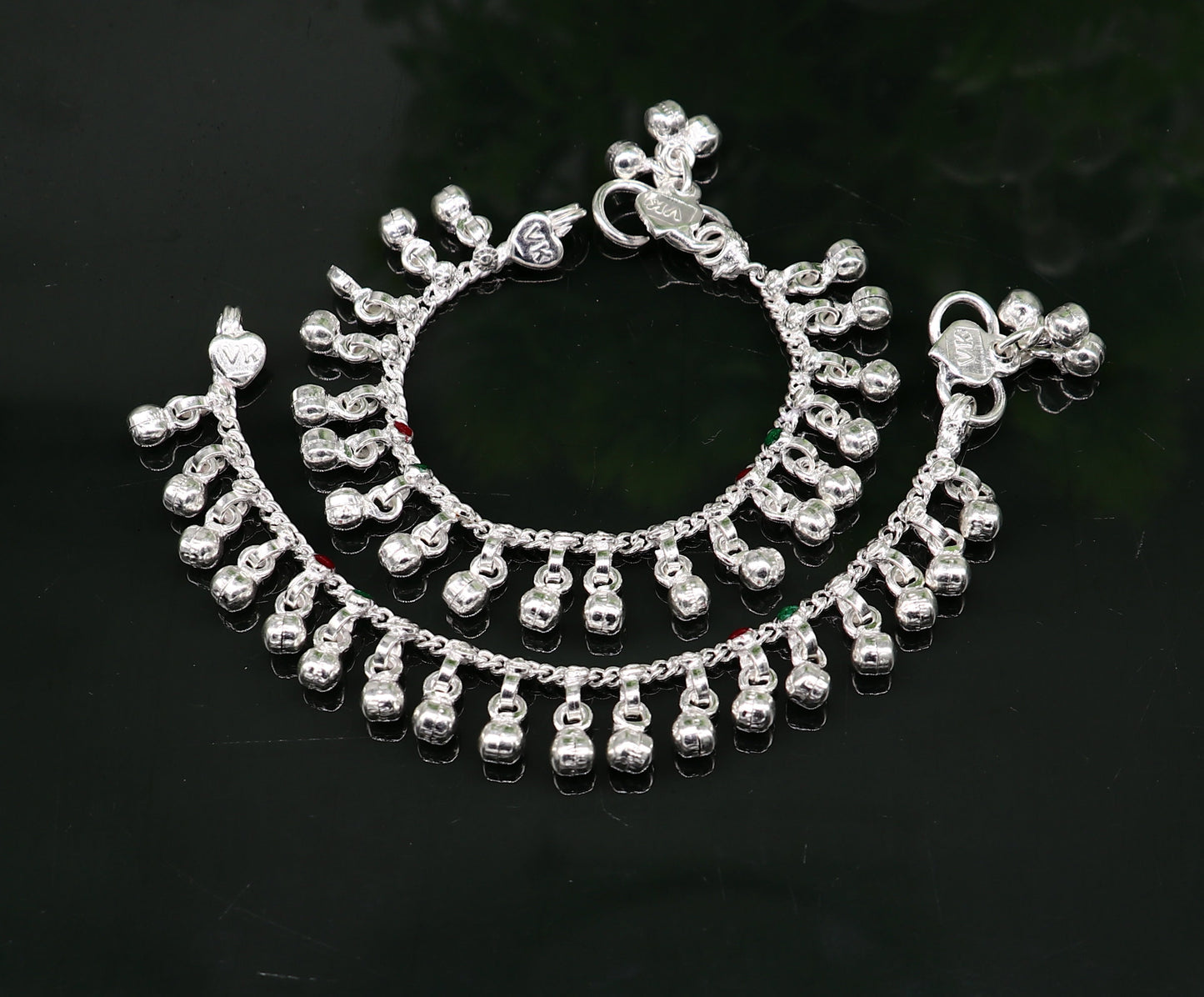 5" solid Sterling silver handmade Stunning waved jingling bells noisy bells baby ankle bracelet , best kids gifting anklets jewelry ank429 - TRIBAL ORNAMENTS