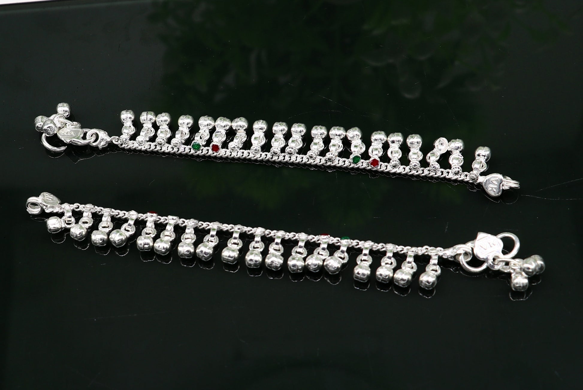 5" solid Sterling silver handmade Stunning waved jingling bells noisy bells baby ankle bracelet , best kids gifting anklets jewelry ank429 - TRIBAL ORNAMENTS